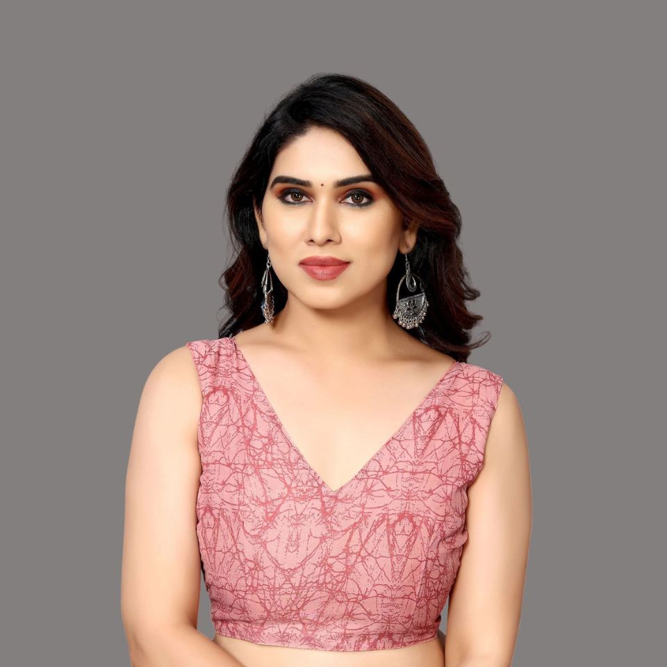 Blush Harmony Multi-Tone Light Pink Georgette Saree