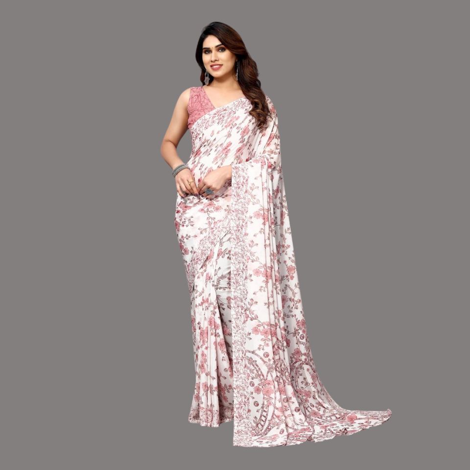 Blush Harmony Multi-Tone Light Pink Georgette Saree