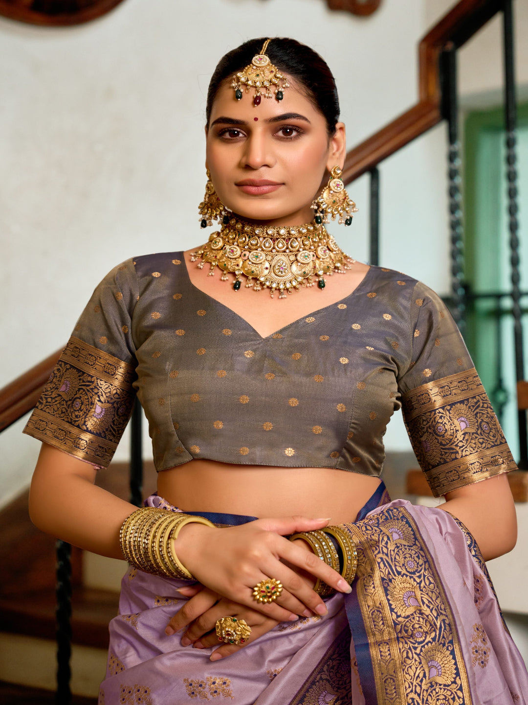 Pink & Green Meenakari Paithani saree