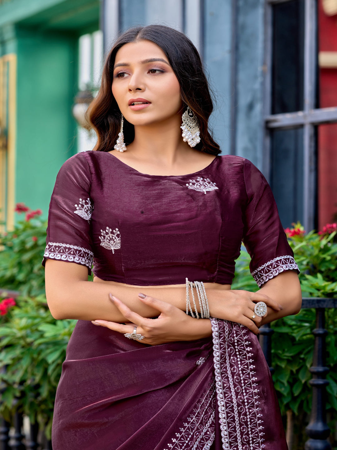 Contemporary Elegance: Shimmer Chiffon in Deep Violet