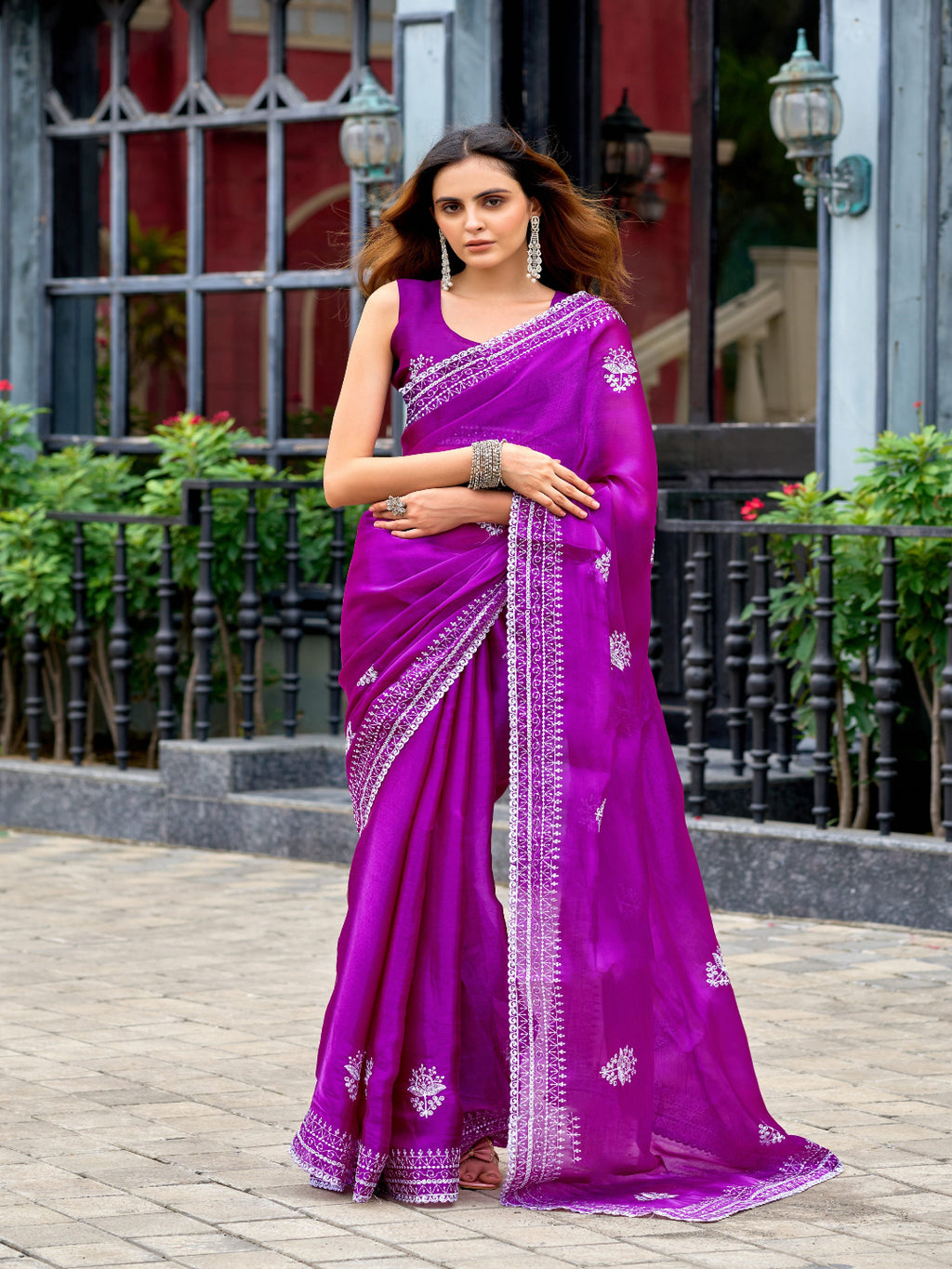 Contemporary Elegance: Shimmer Chiffon in Deep Violet