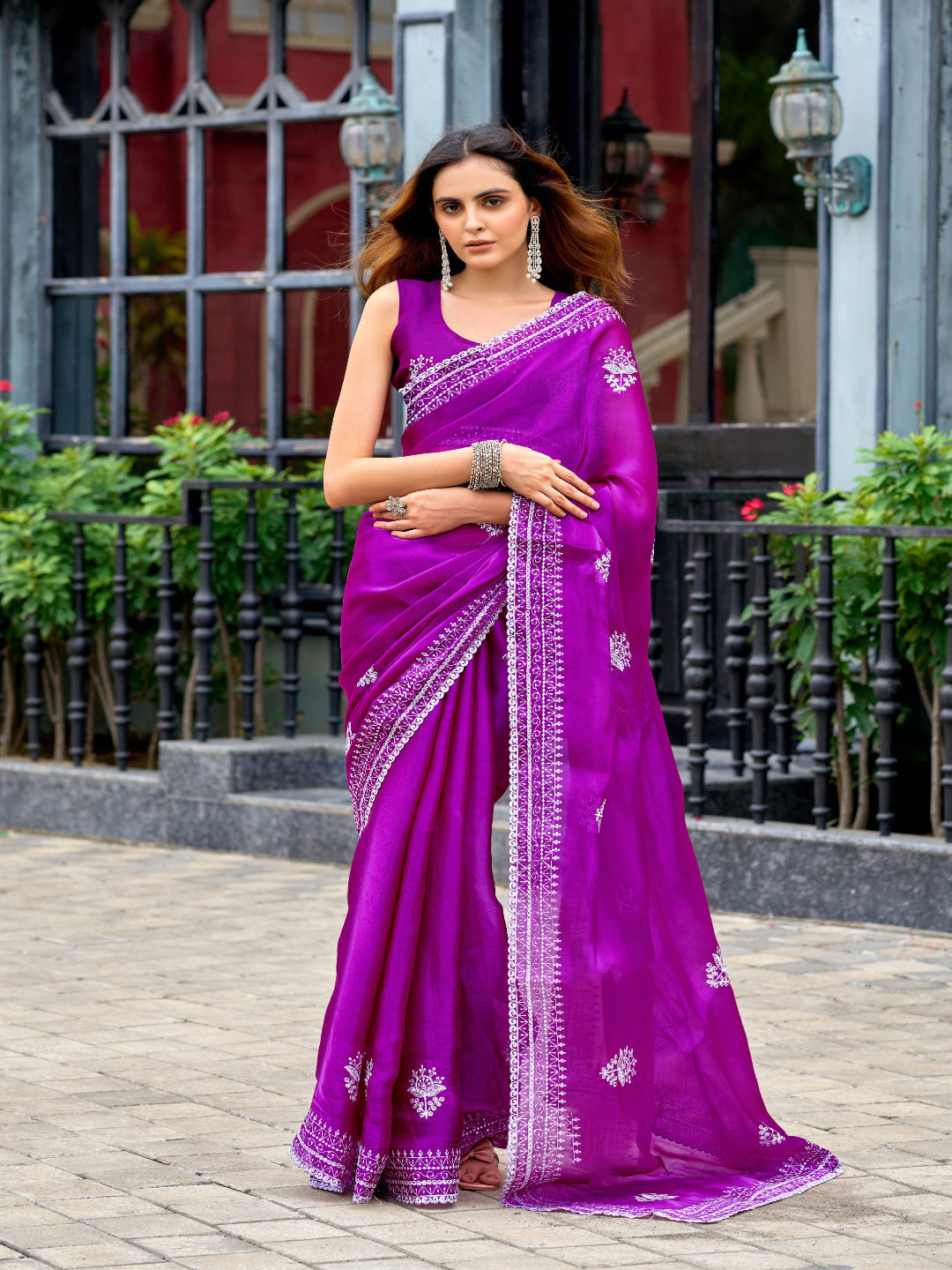 Contemporary Elegance: Shimmer Chiffon in Deep Violet