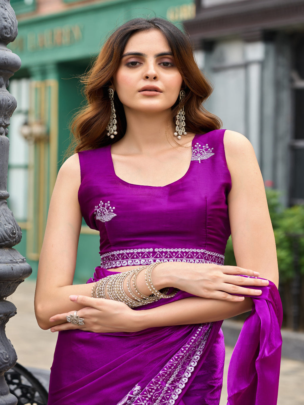 Contemporary Elegance: Shimmer Chiffon in Deep Violet