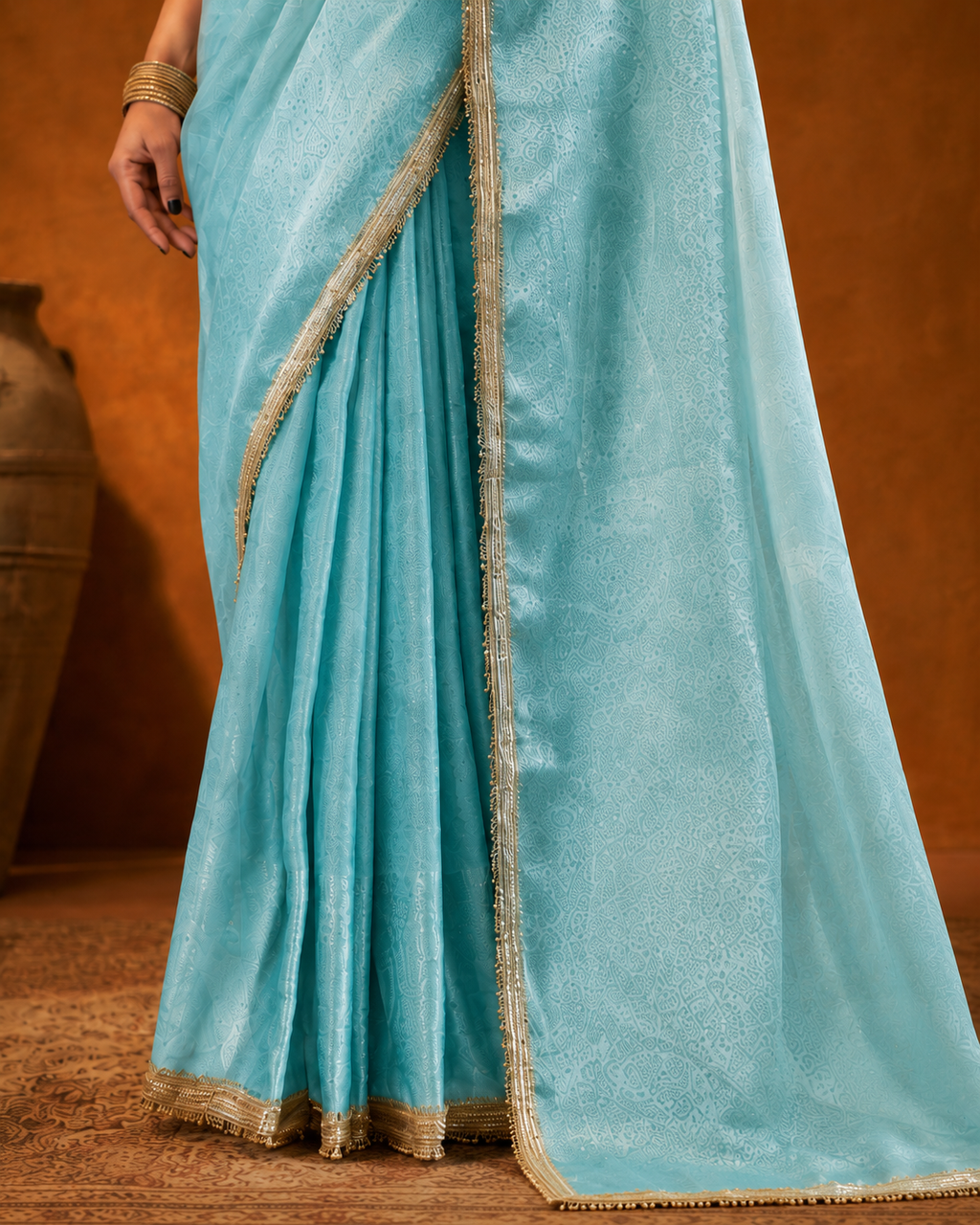 Ranisa Tissue Shimmer Zari Sequin Saree