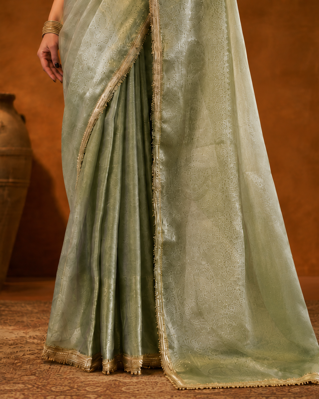 Ranisa Tissue Shimmer Zari Sequin Saree