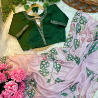 Gul Dasta Tebby Silk Saree With Premium Handwork Blouse