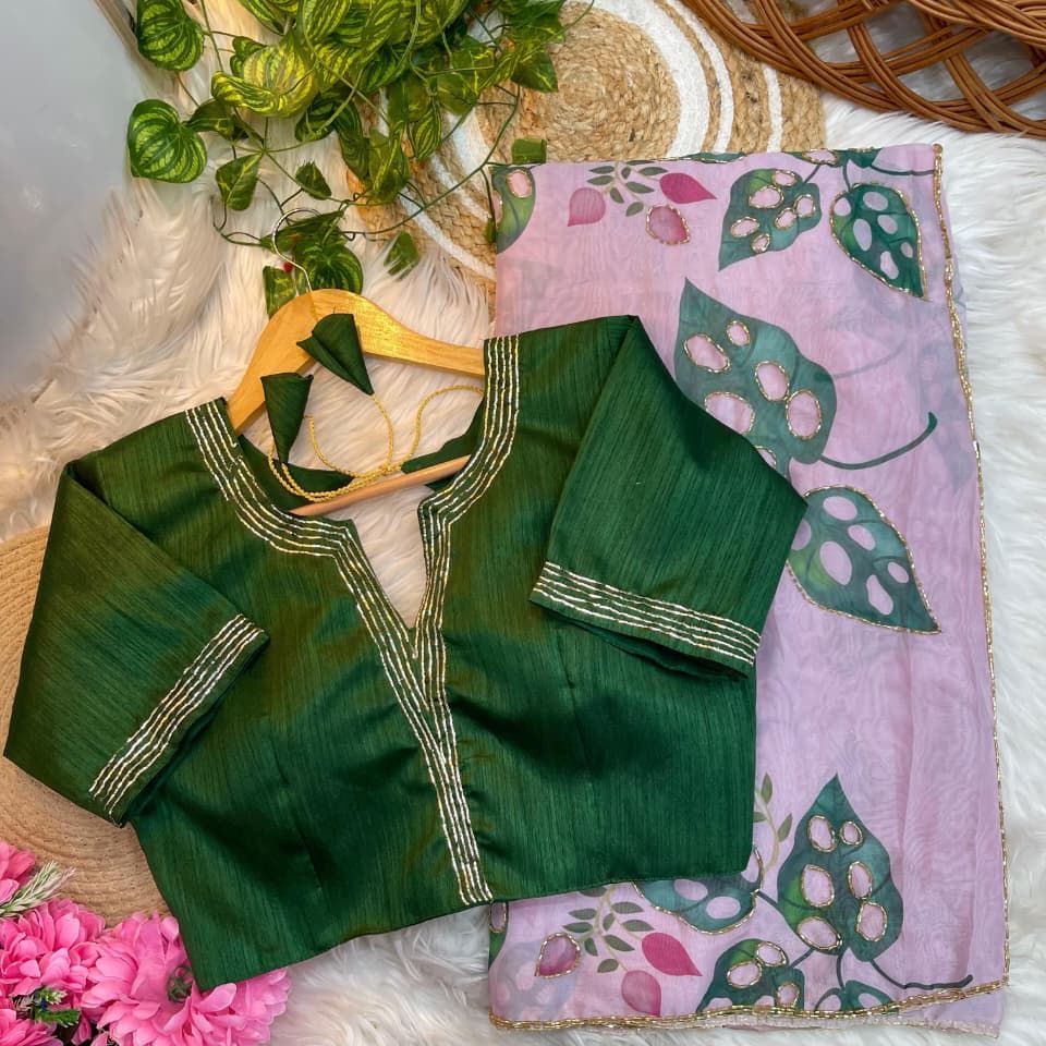 Gul Dasta Tebby Silk Saree With Premium Handwork Blouse