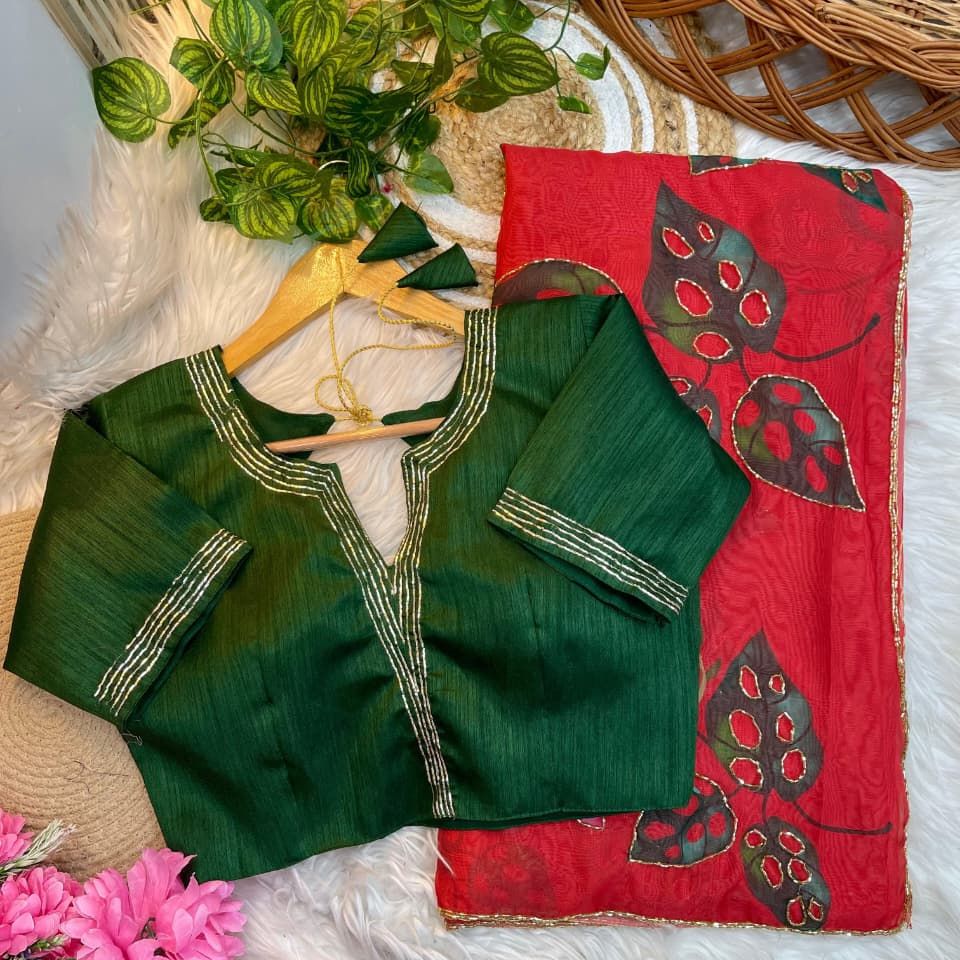 Gul Dasta Tebby Silk Saree With Premium Handwork Blouse