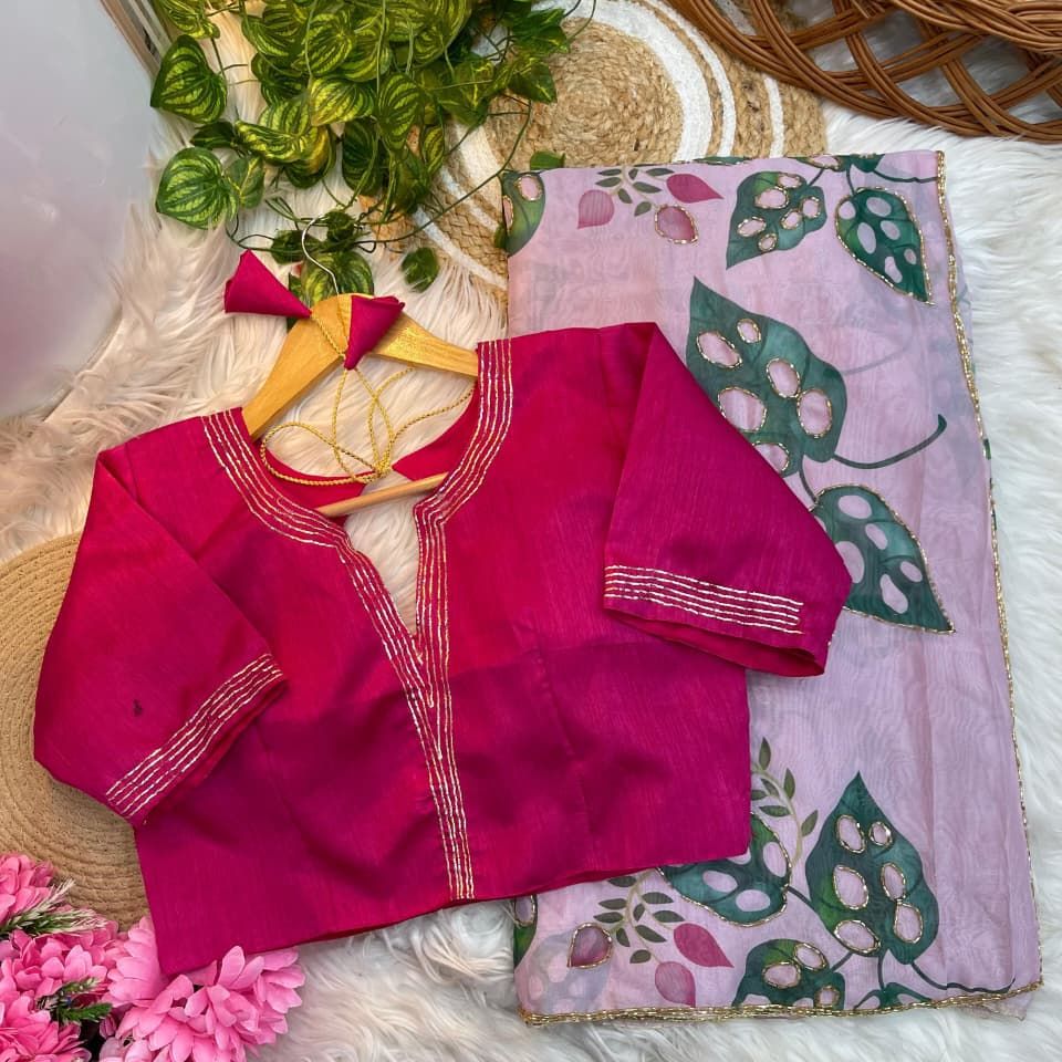 Gul Dasta Tebby Silk Saree With Premium Handwork Blouse