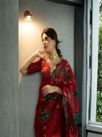 Gul Dasta Tebby Silk Saree With Premium Handwork Blouse