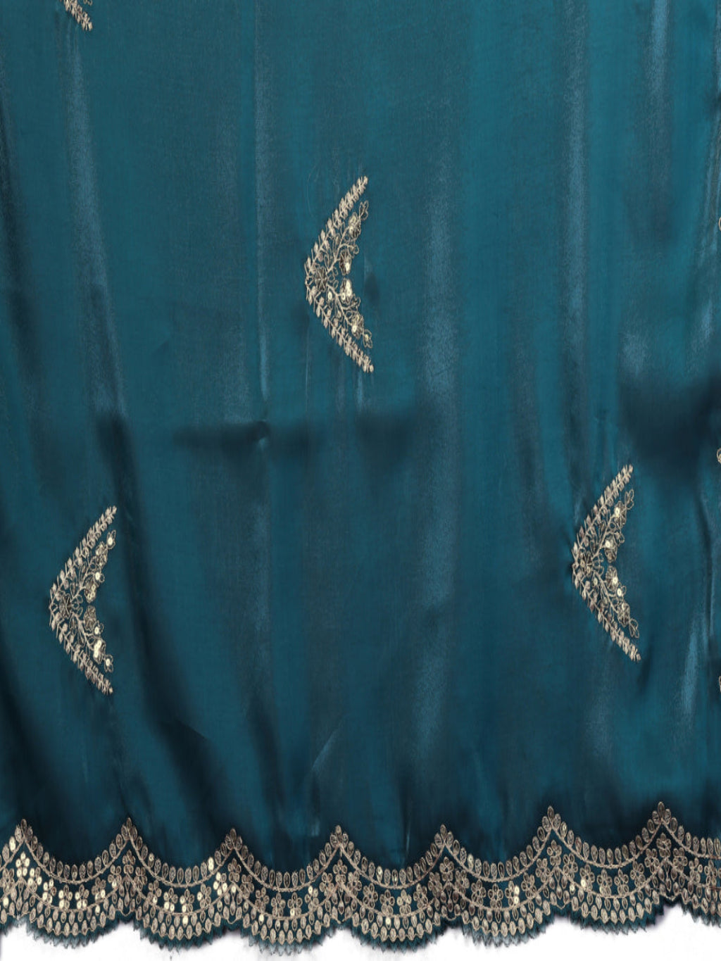Shimmering Sequin and Thread Embroidery Chiffon Saree