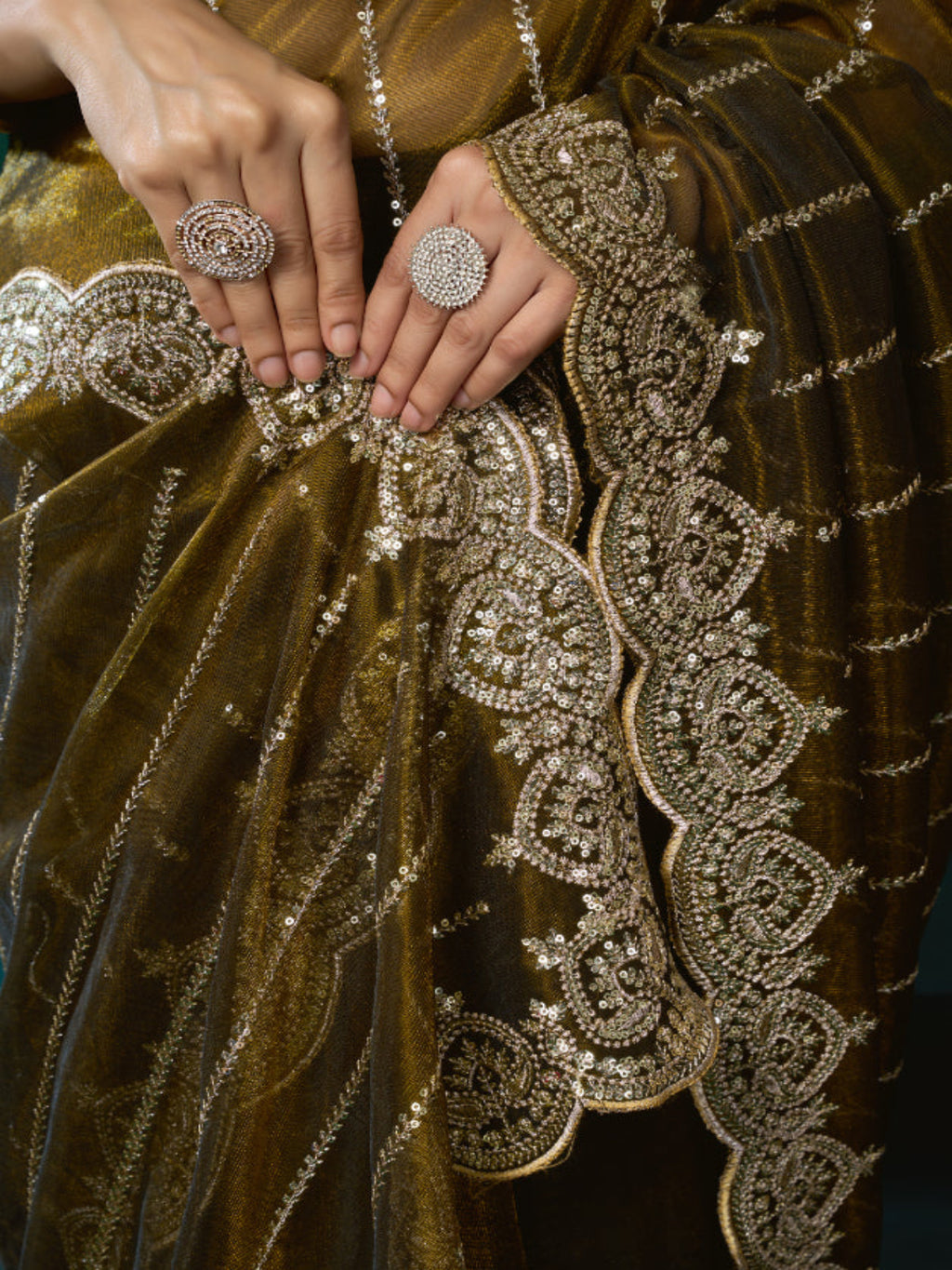 Net Fabric Wedding Party Saree with Designer Embroidery