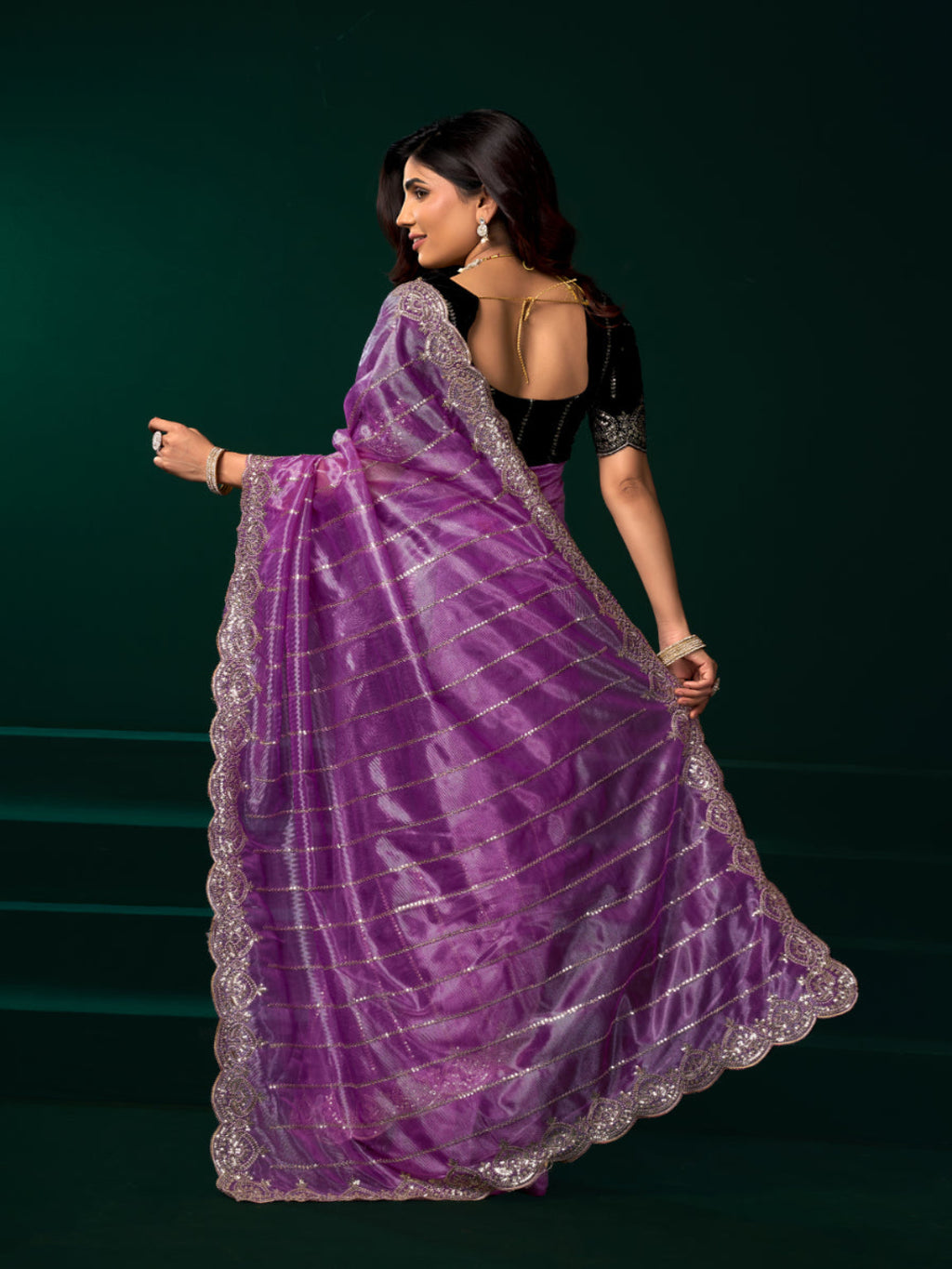 Net Fabric Wedding Party Saree with Designer Embroidery
