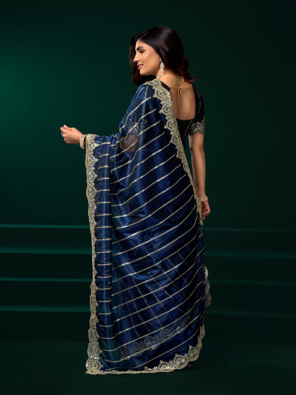 Net Fabric Wedding Party Saree with Designer Embroidery