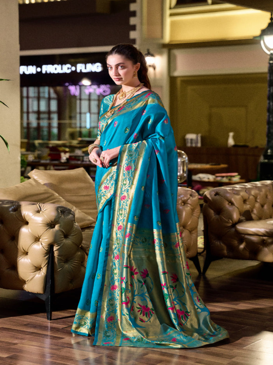 Paithani Silk Saree with Floral Zari Weaving