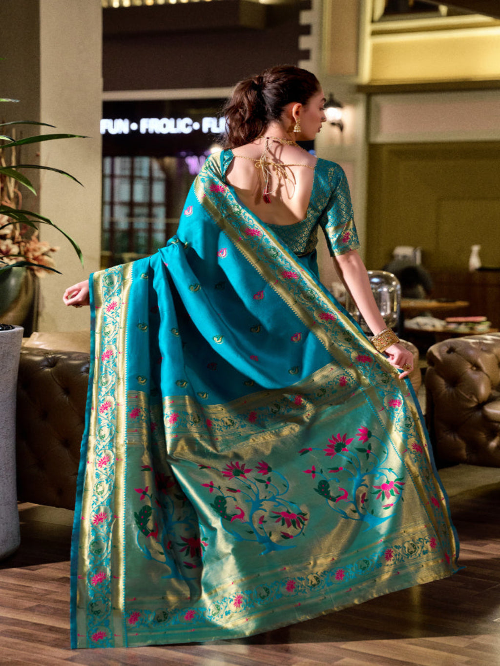 Paithani Silk Saree with Floral Zari Weaving