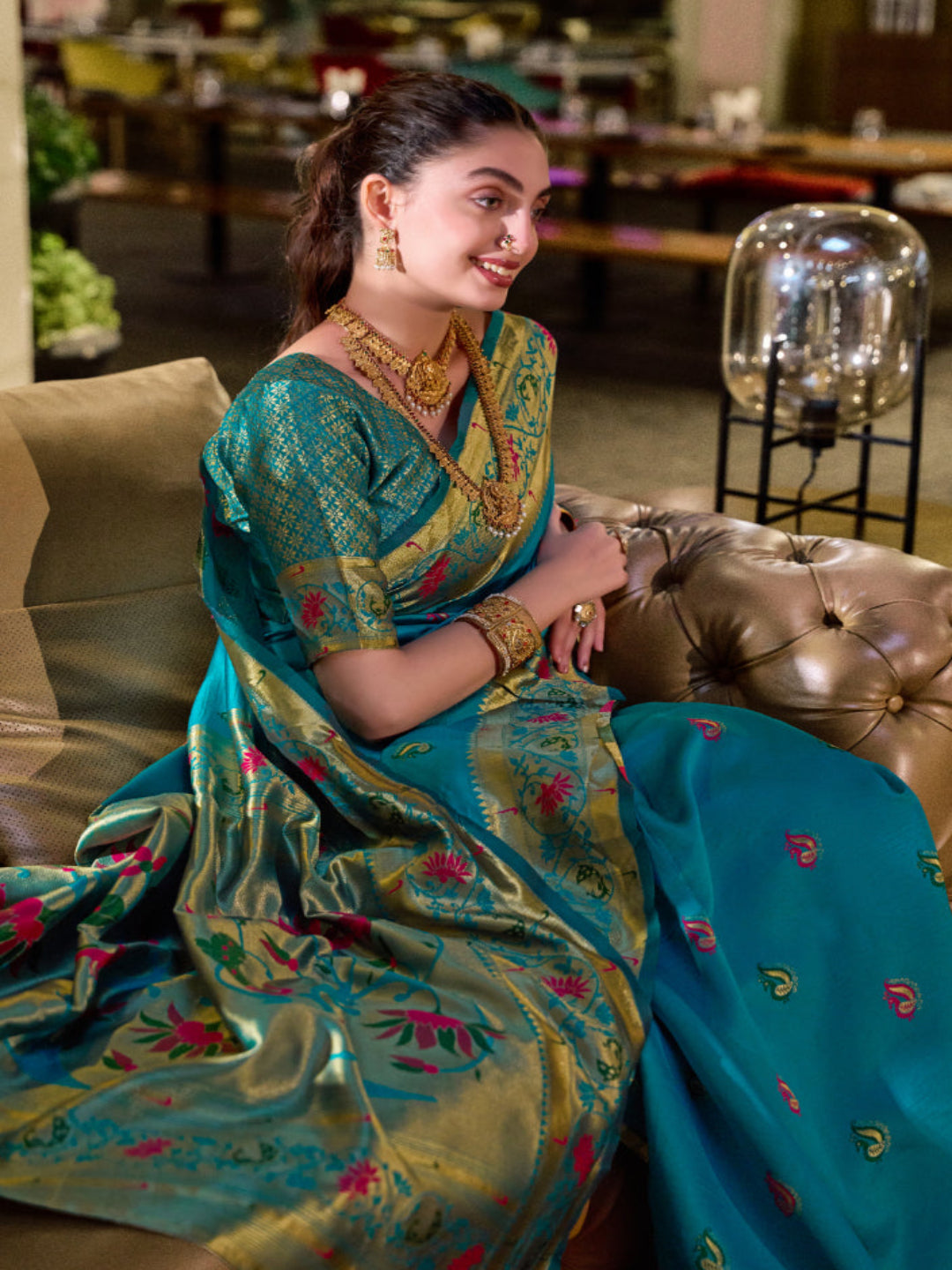 Paithani Silk Saree with Floral Zari Weaving
