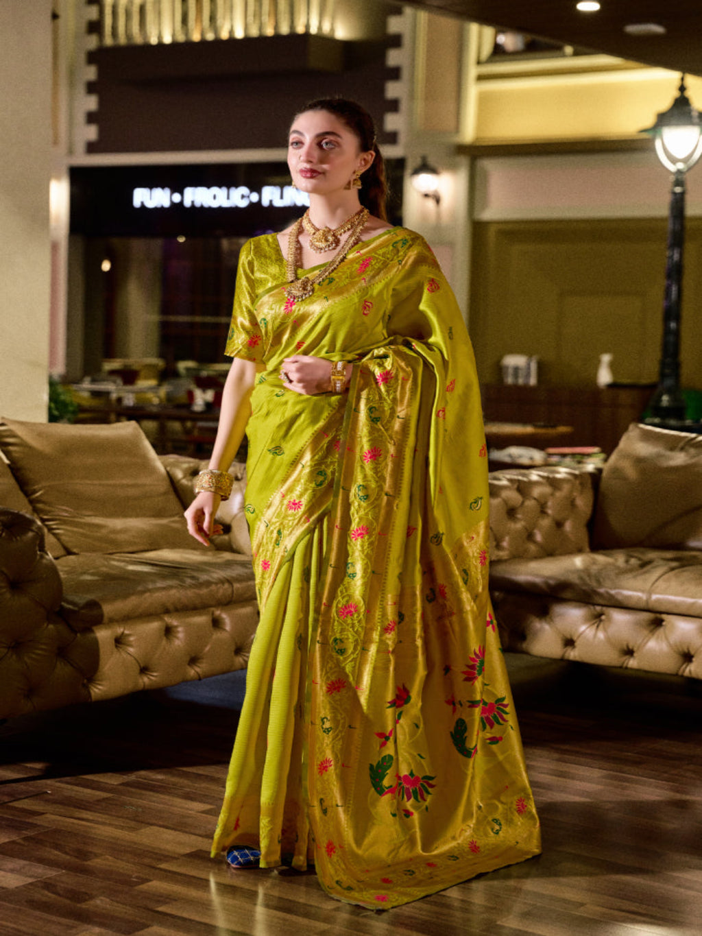 Paithani Silk Saree with Floral Zari Weaving