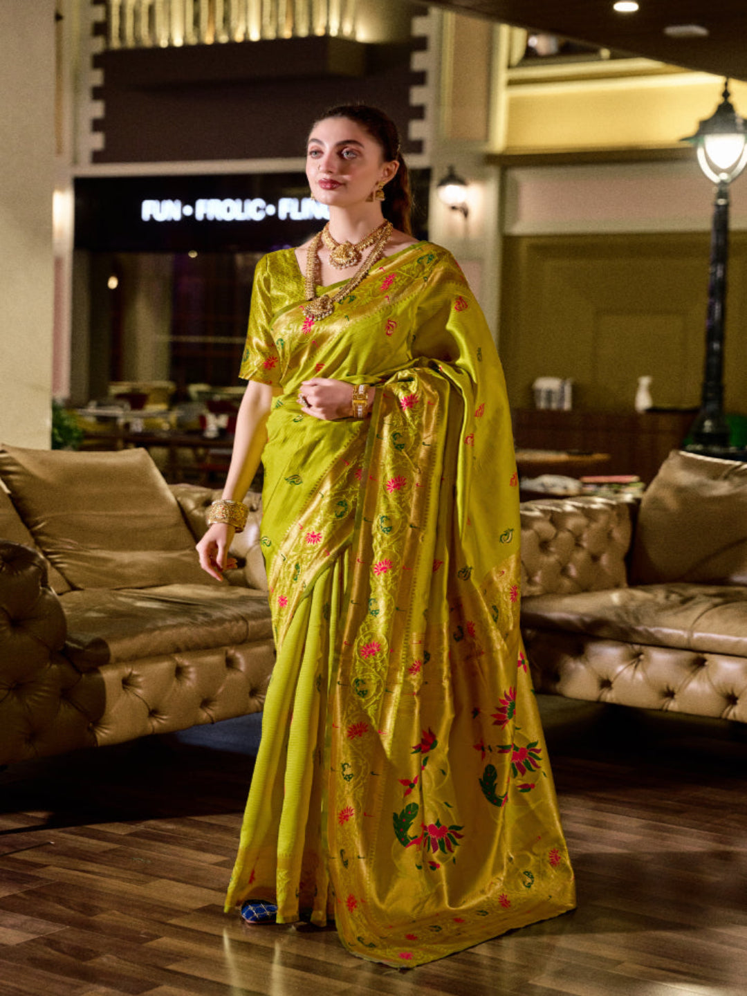 Paithani Silk Saree with Floral Zari Weaving