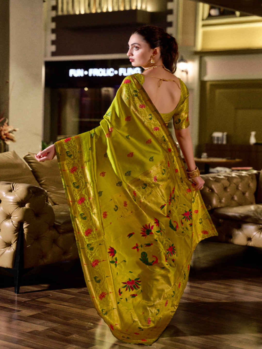 Paithani Silk Saree with Floral Zari Weaving