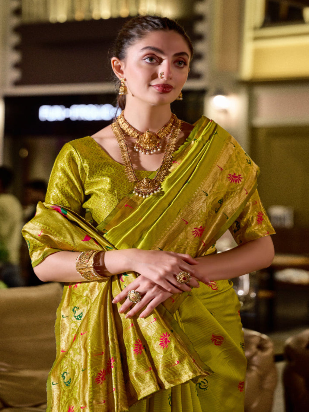 Paithani Silk Saree with Floral Zari Weaving
