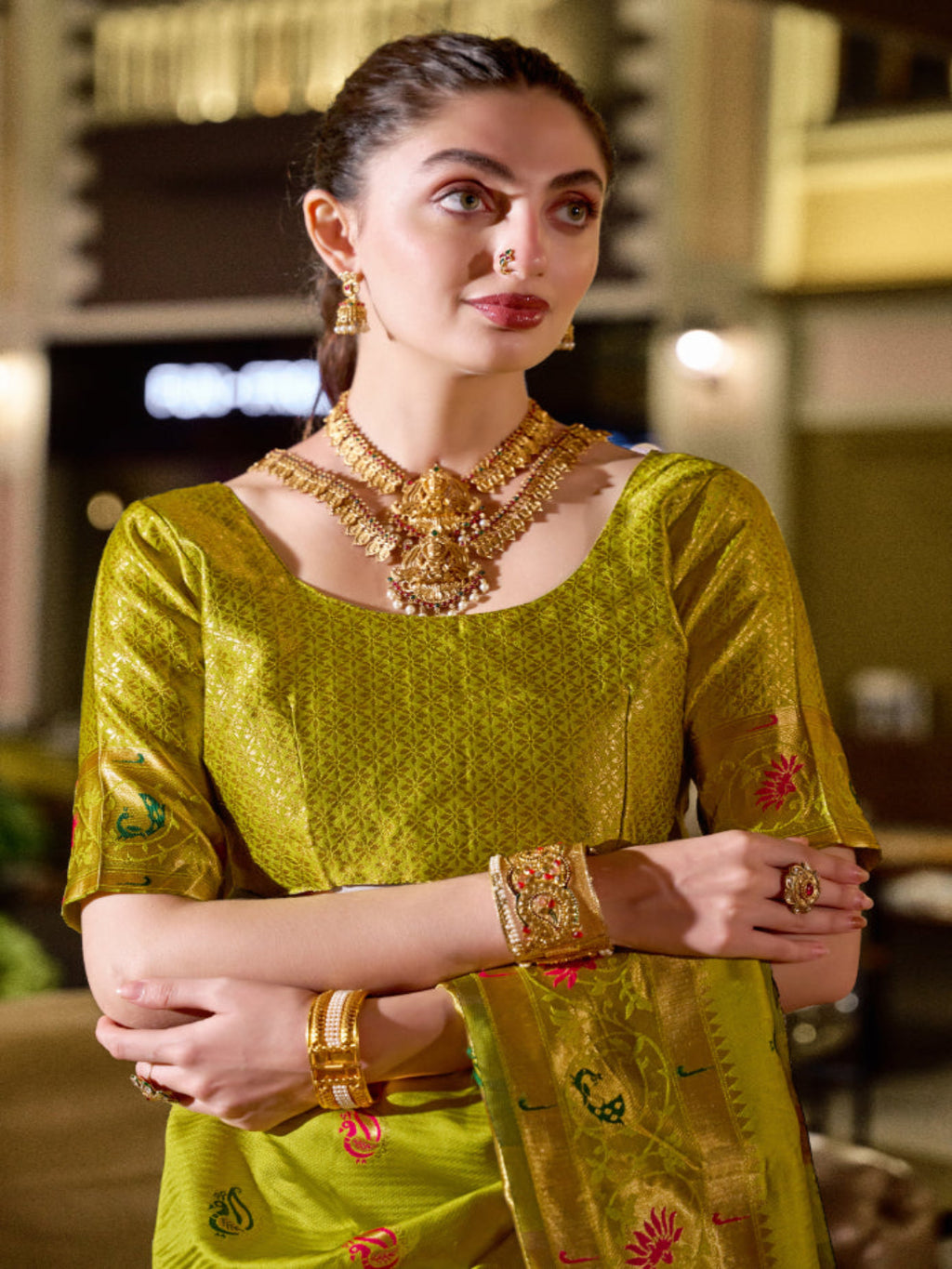 Paithani Silk Saree with Floral Zari Weaving