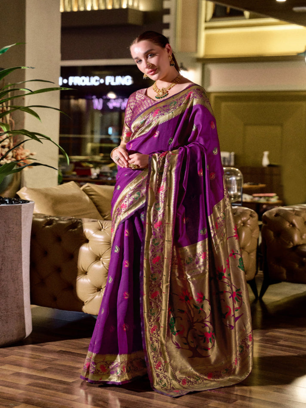 Paithani Silk Saree with Floral Zari Weaving