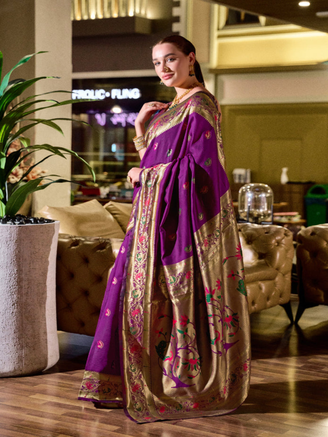 Paithani Silk Saree with Floral Zari Weaving