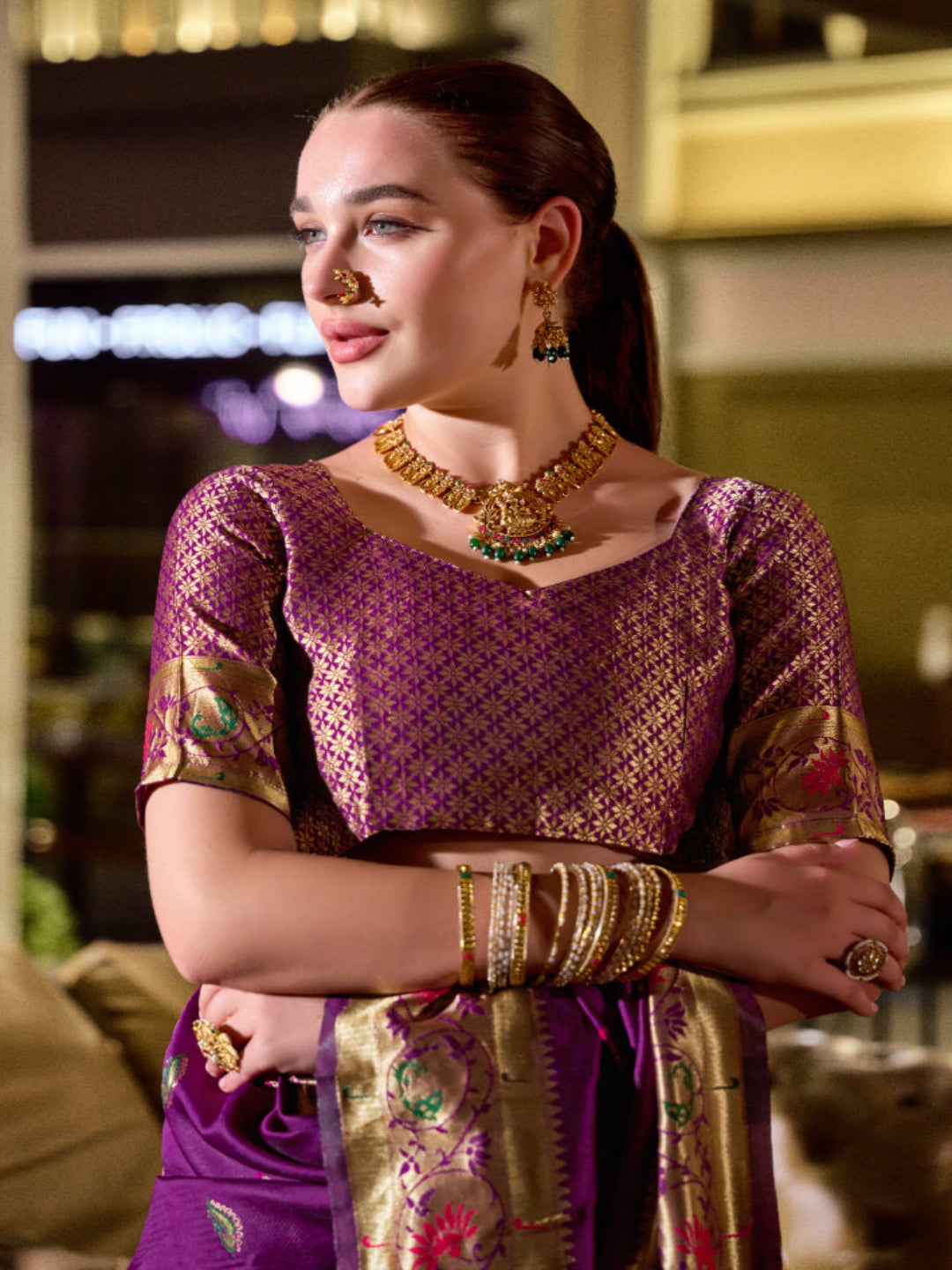 Paithani Silk Saree with Floral Zari Weaving