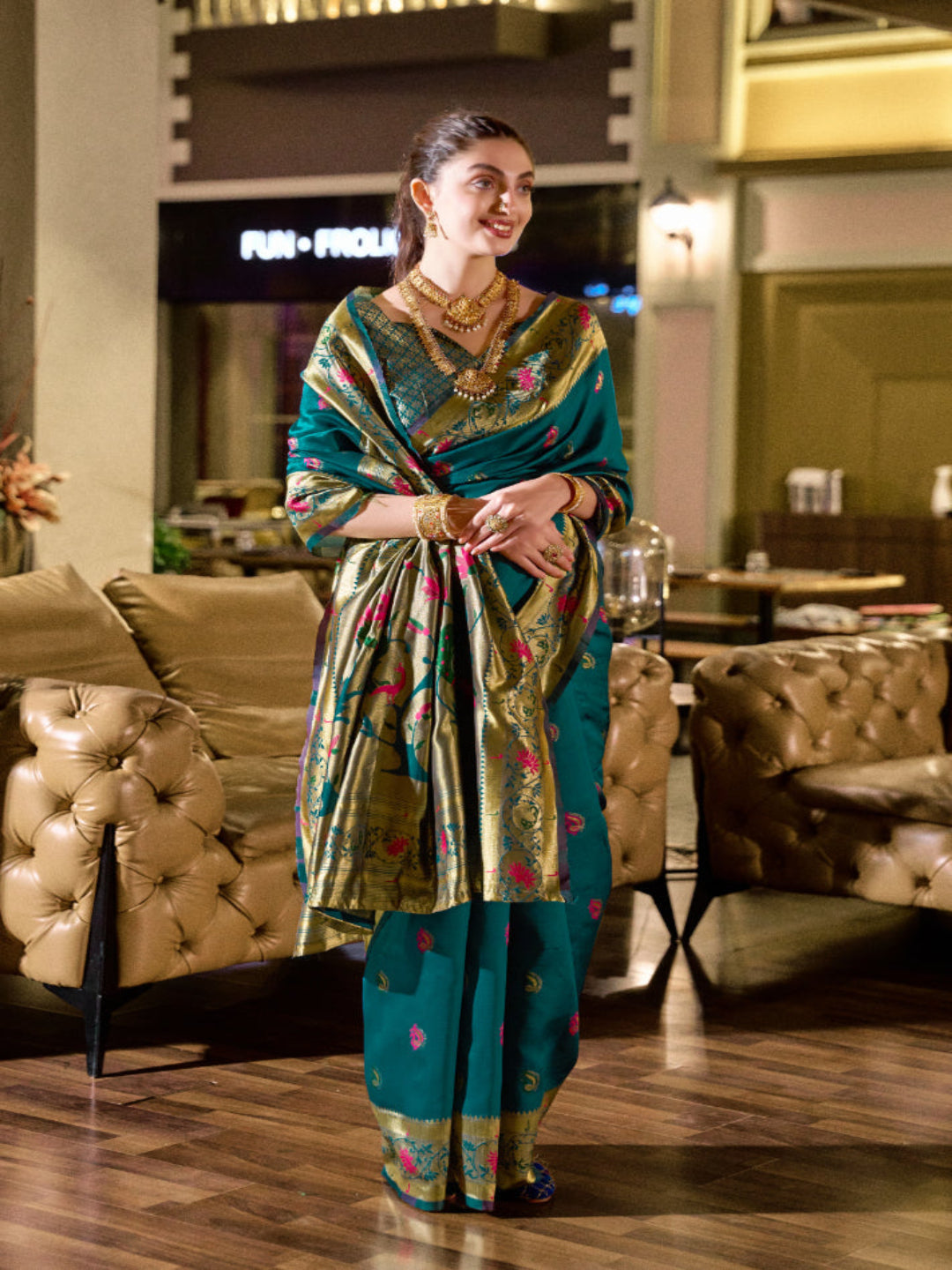Paithani Silk Saree with Floral Zari Weaving