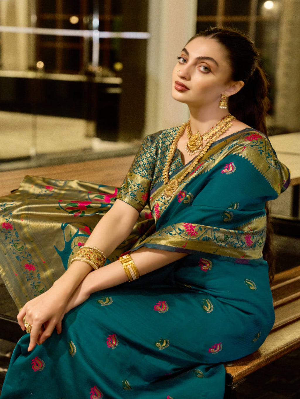 Paithani Silk Saree with Floral Zari Weaving