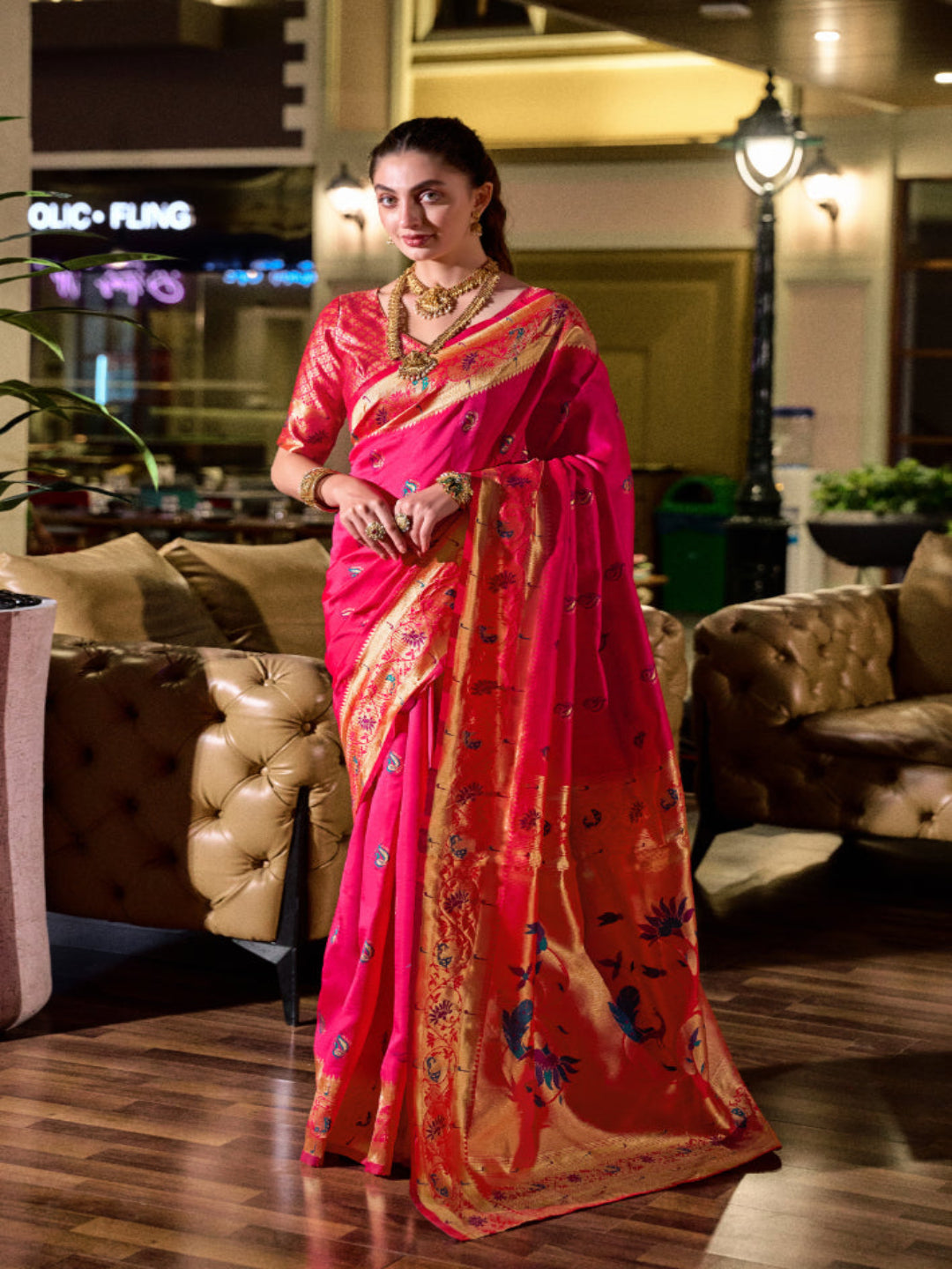 Paithani Silk Saree with Floral Zari Weaving