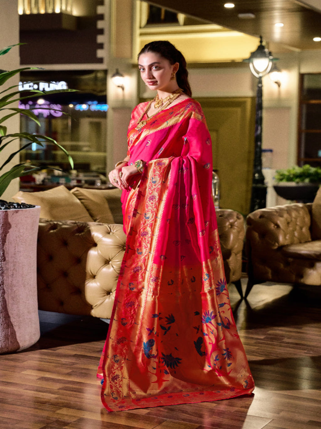 Paithani Silk Saree with Floral Zari Weaving