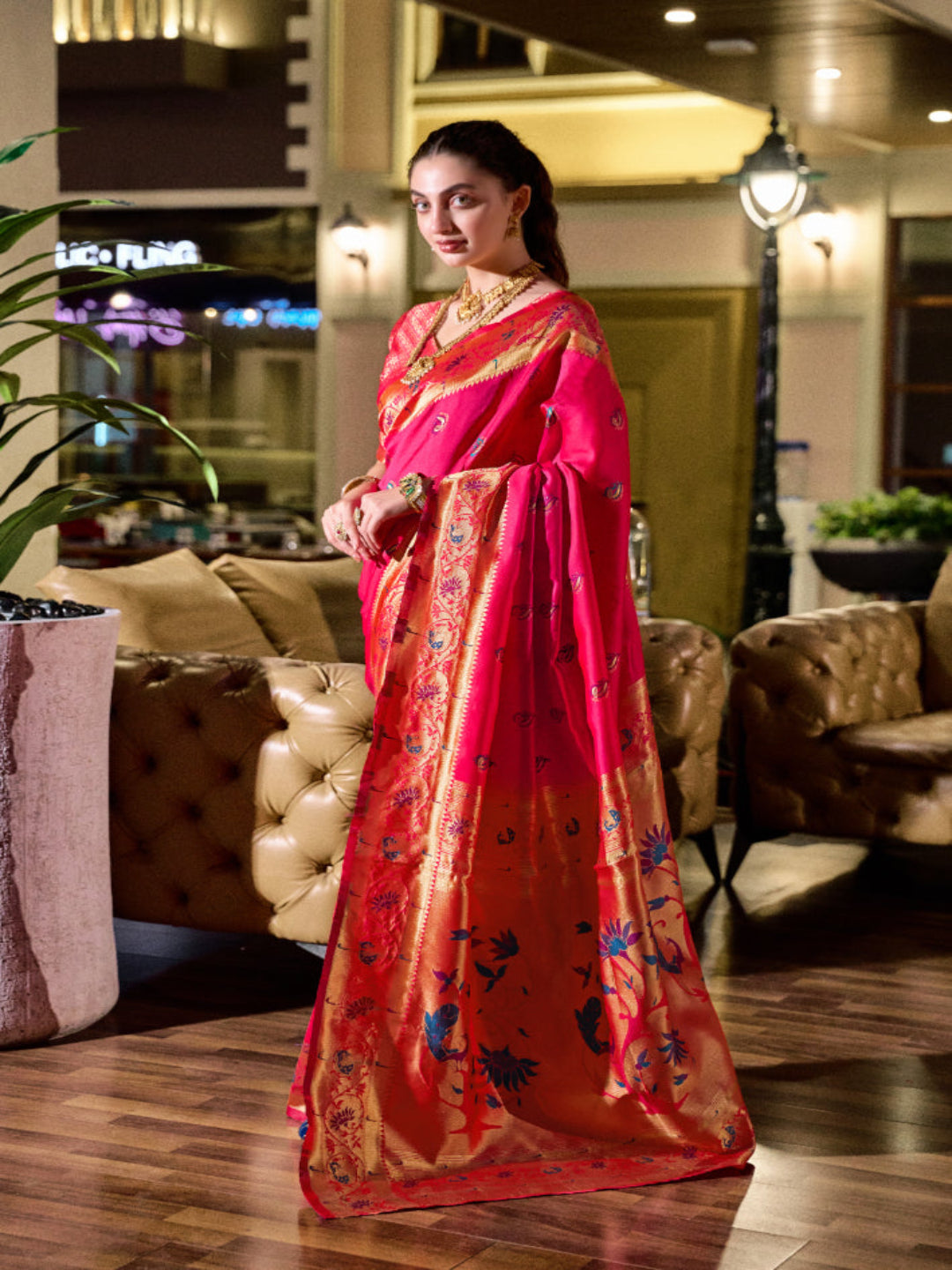 Paithani Silk Saree with Floral Zari Weaving