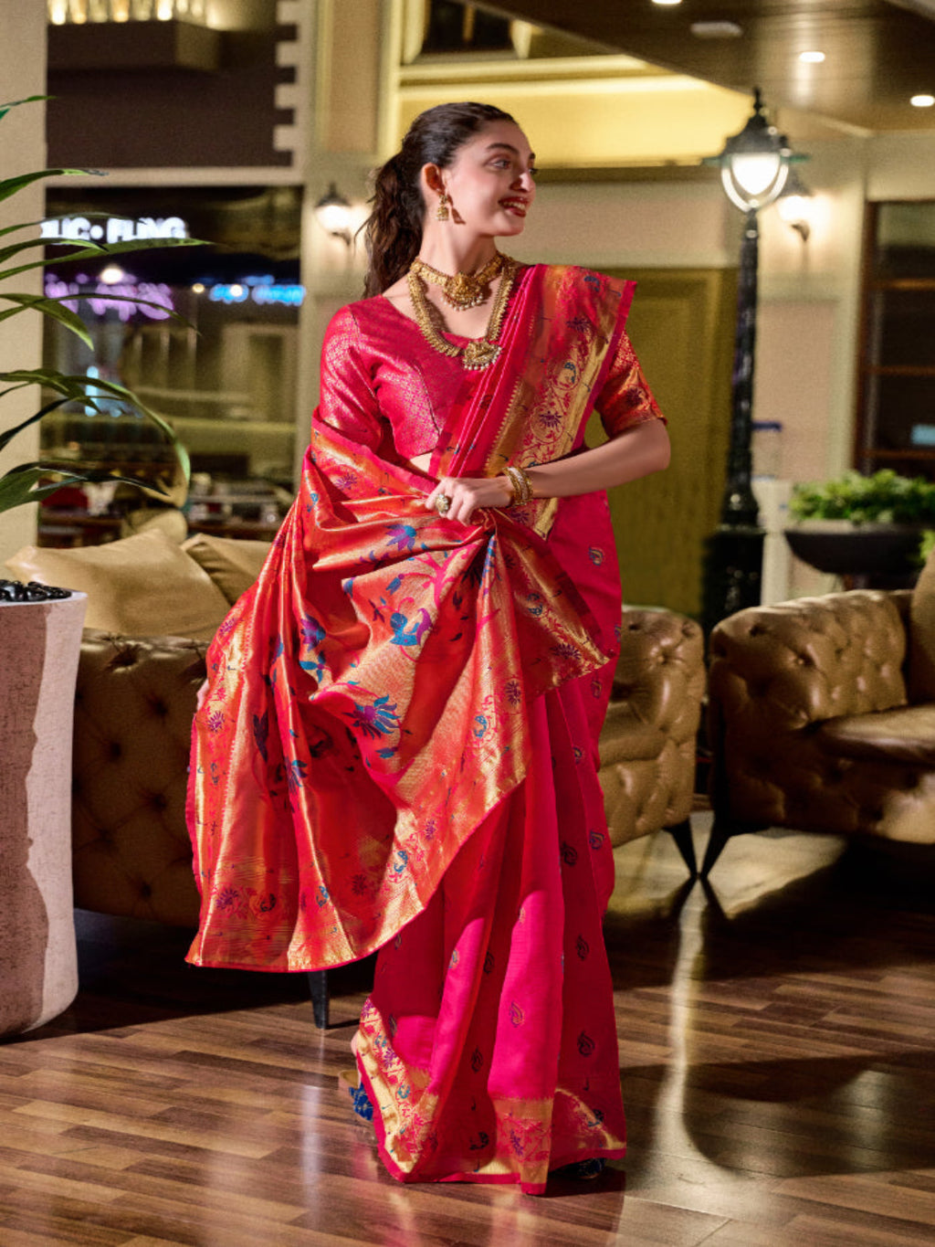 Paithani Silk Saree with Floral Zari Weaving
