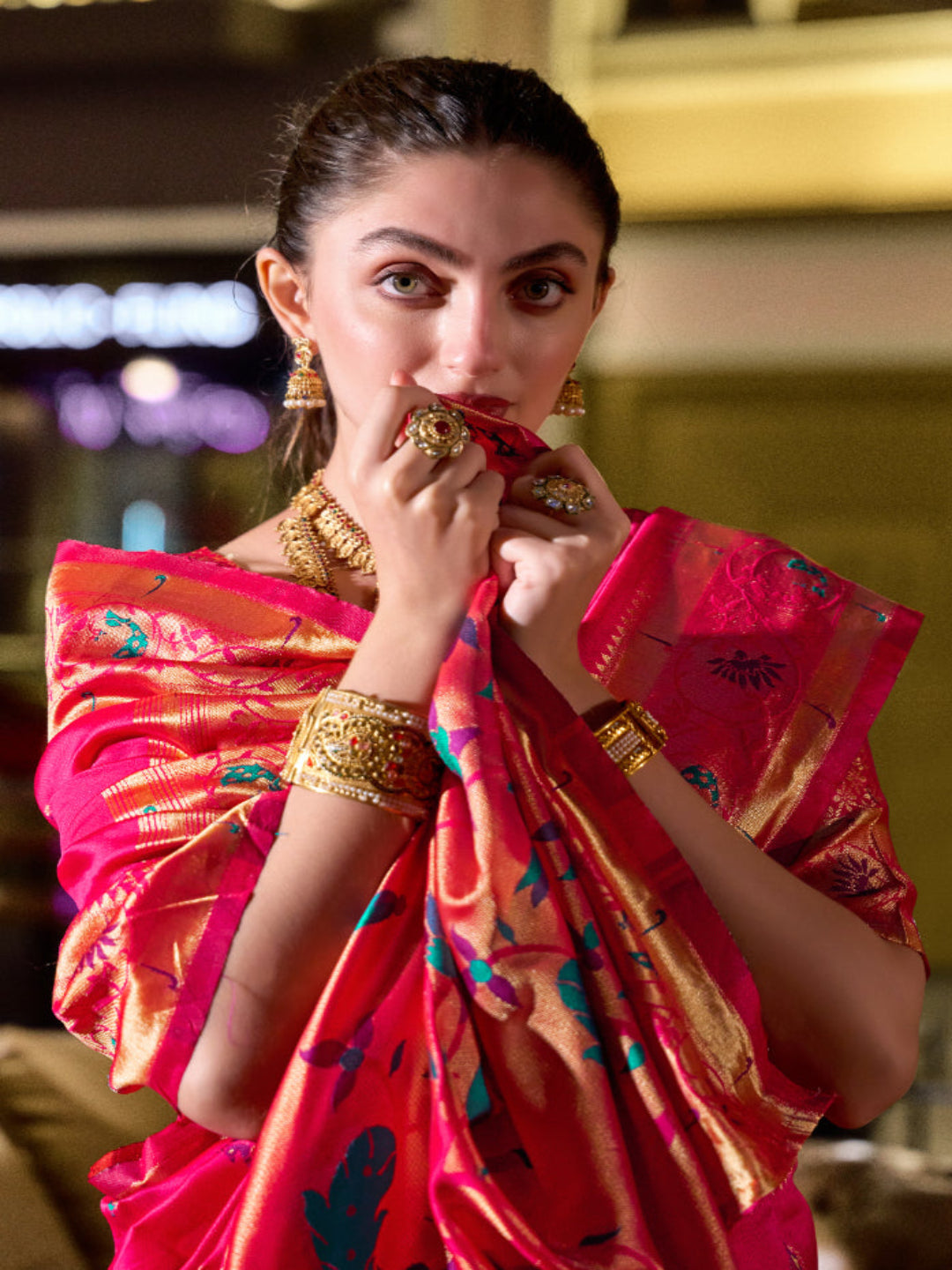 Paithani Silk Saree with Floral Zari Weaving