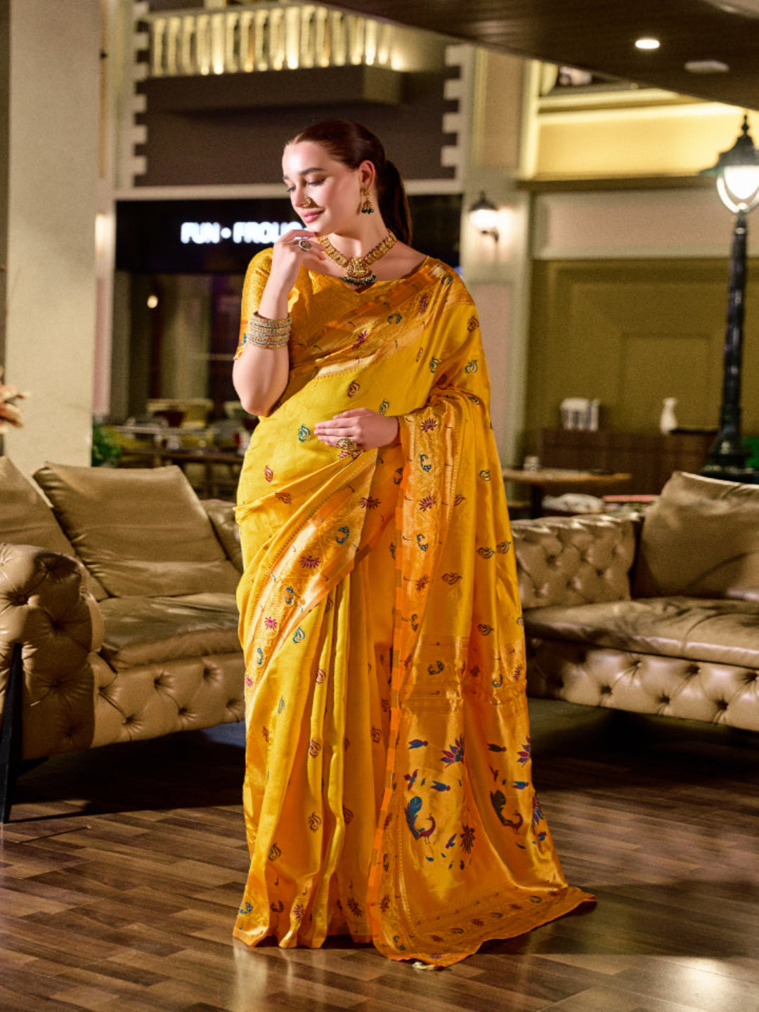 Paithani Silk Saree with Floral Zari Weaving