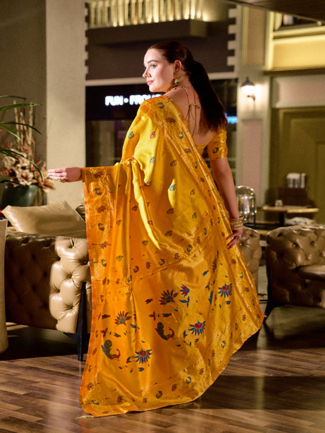 Paithani Silk Saree with Floral Zari Weaving