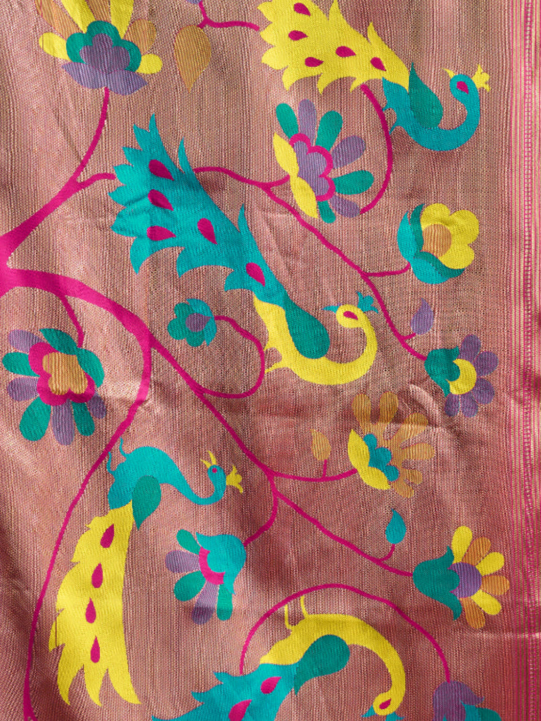 Lime Green Silk Blend Jacquard Paithani Saree