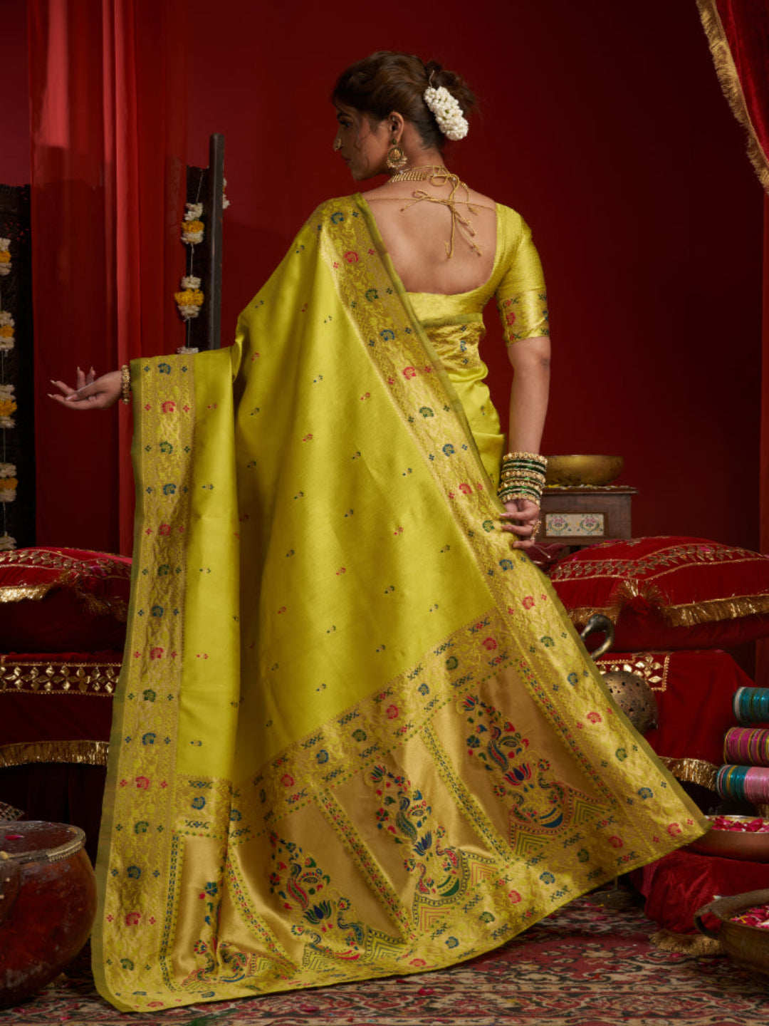 Heritage Teal Silk Saree with Meenakari Pallu
