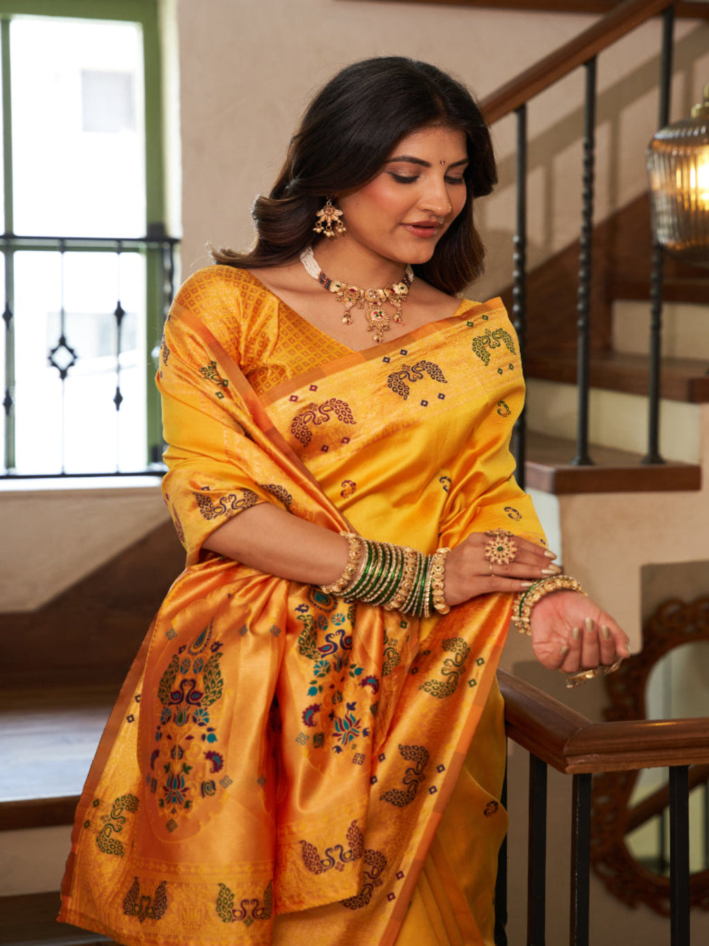 Heritage Teal Silk Saree with Meenakari Pallu