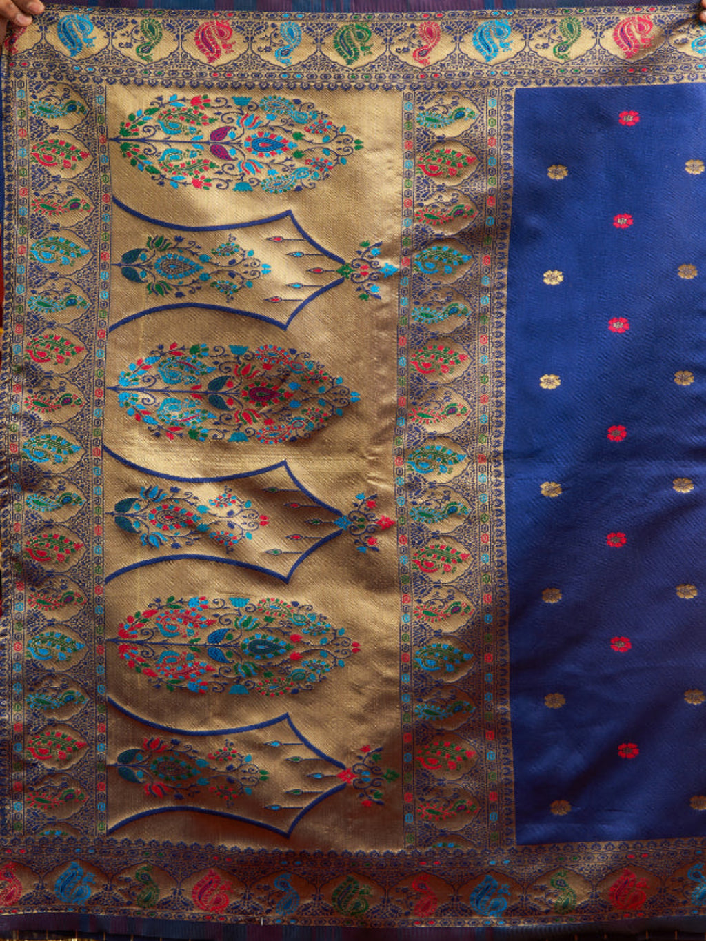 Heritage Teal Silk Saree with Meenakari Pallu