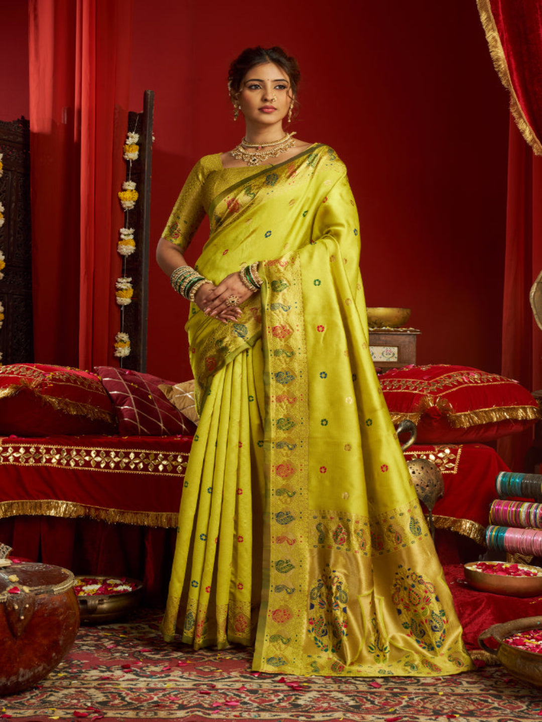 A Legacy in Silk and Zari combination of gold thread work