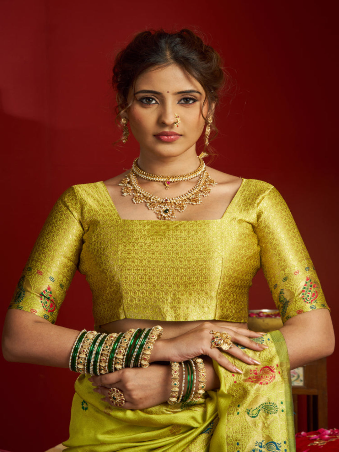 A Legacy in Silk and Zari combination of gold thread work