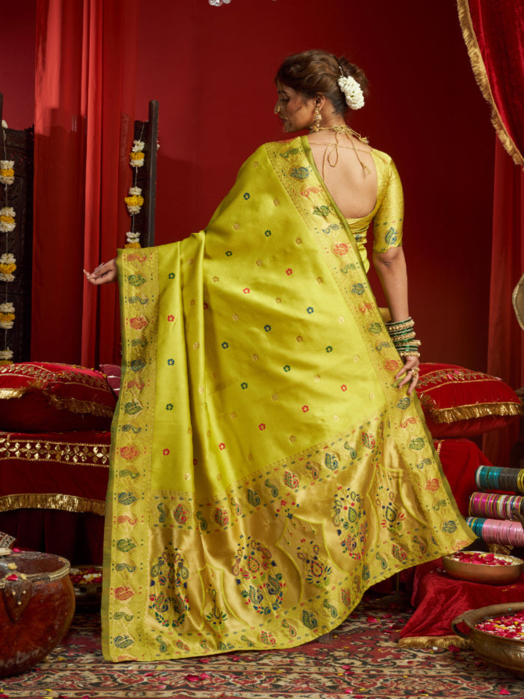 A Legacy in Silk and Zari combination of gold thread work