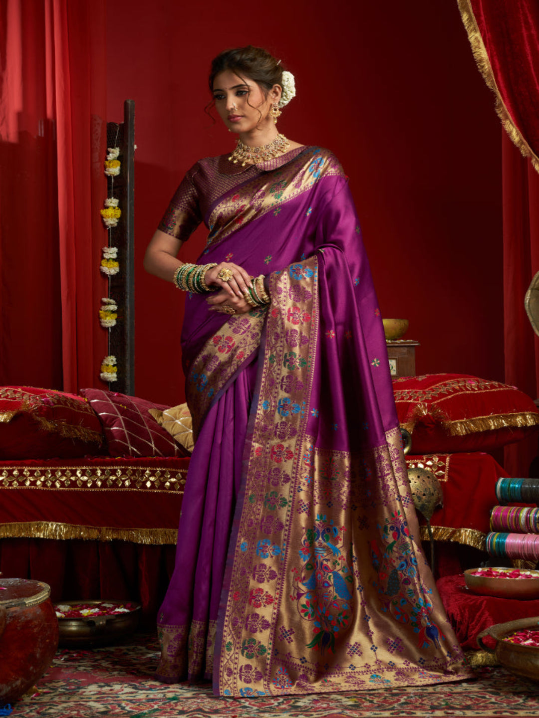 A Legacy in Silk and Zari combination of gold thread work