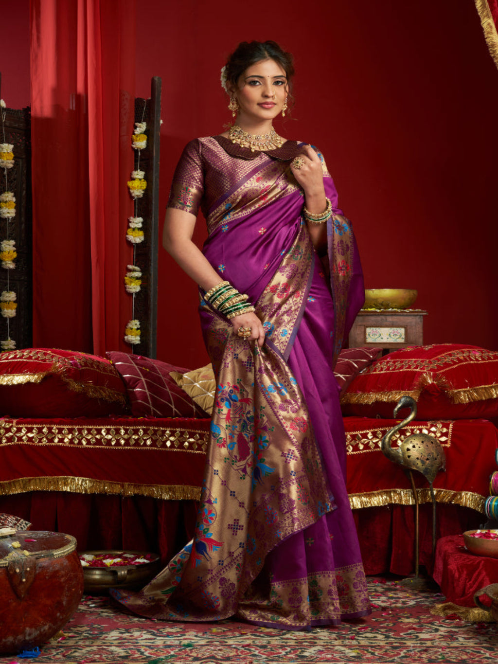 A Legacy in Silk and Zari combination of gold thread work