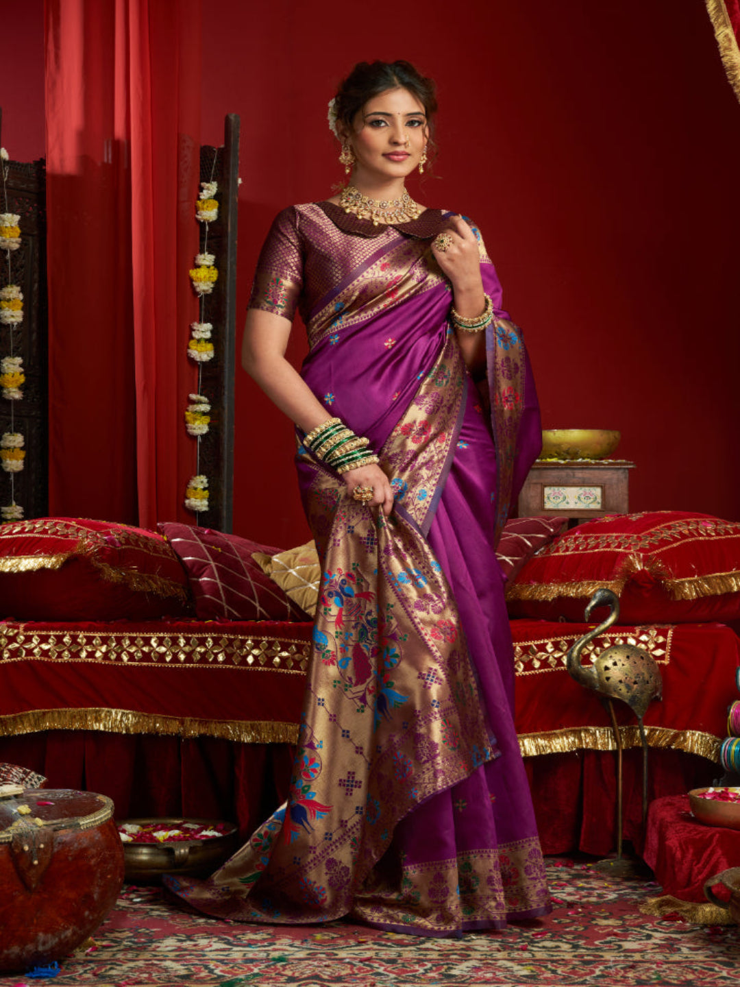 A Legacy in Silk and Zari combination of gold thread work