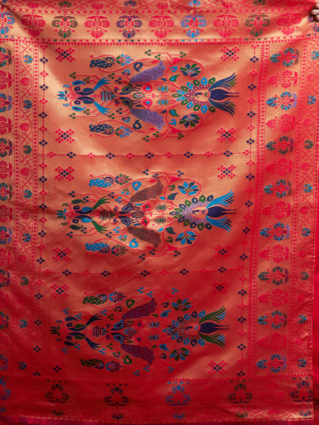 Majesty Designer Paithani: Captures the regal peacock and floral zari work.