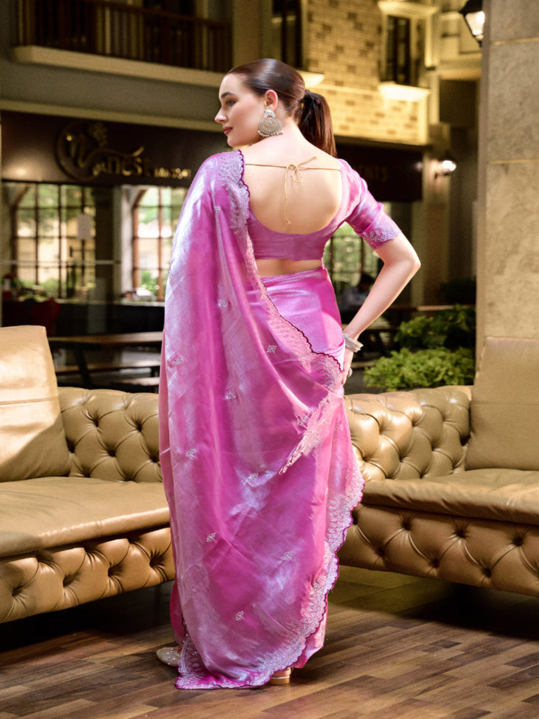 Shimmer Chiffon Saree with Intricate Embroidery